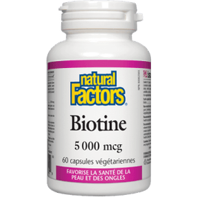 Biotine 5000 mcg -Natural Factors -Gagné en Santé