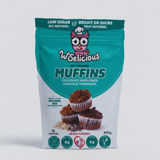 Délices sublimes - Widelicious | chocolate sunflower muffin mix | 6g protein, vegan & low sugar