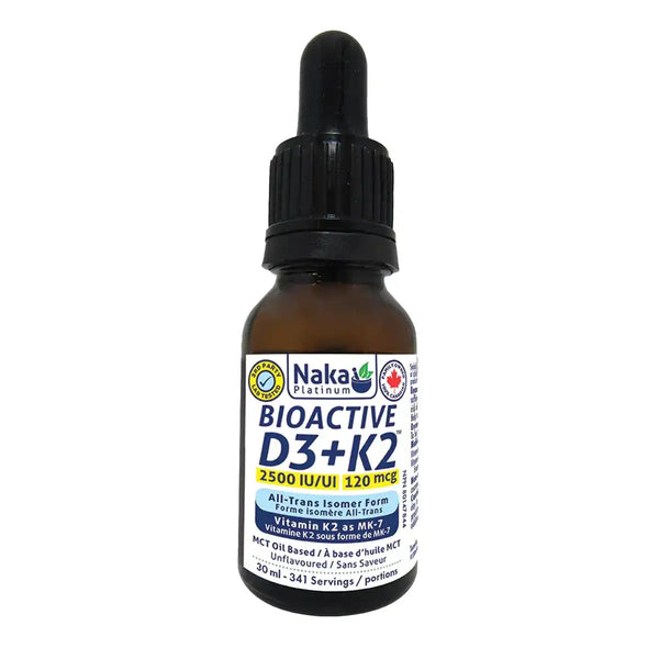 Naka Vitamin D3 + K2 Drops, 2,500 IU + 120 mcg · 30 ml