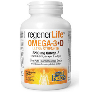 Natural factors - Regenerlife ultimate strength omega-3 with vitamin d - 90 softgels
