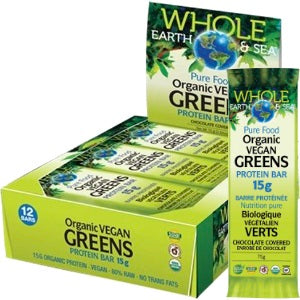 Whole earth & sea - Organic greens vegan protein bars - 12 x 75g