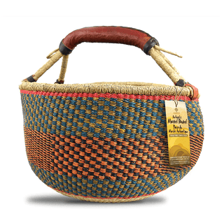 Alaffia - handwoven african grass basket - round w/ 1 handle