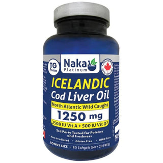 Naka - Platinum icelandic cod liver oil 1250 mg - 80 sgls