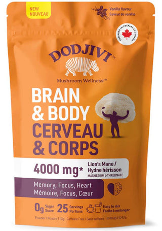 Dodjivi -Brain & body - 4000mg lions mane + ginkgo - 113g