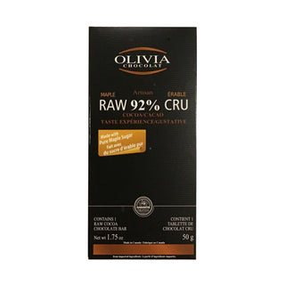 Olivia - raw vegan 92% dark chocolate with maple - 50g