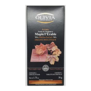Olivia - organic dark chocolate 76% with maple - 50g