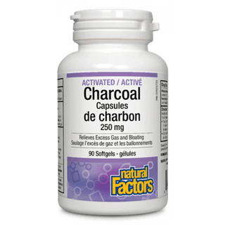 Natural factors - Activated charcoal 250mg - 90 sgels