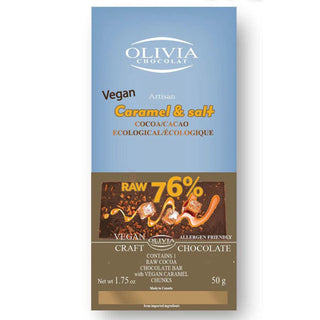 Olivia - raw 76% salted caramel chocolate - 50g