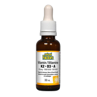 Natural factors - Vitamin k2 + d3 + a (50 mcg/1,000iu/ 500iu) - 30 ml