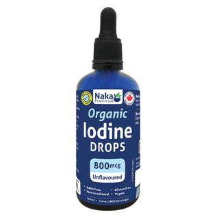 Naka - Platinum organic iodine drops 800 mcg, unflvd - 100 ml