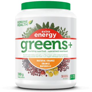 Genuine health - greens+ extra energy / orange - 399 g