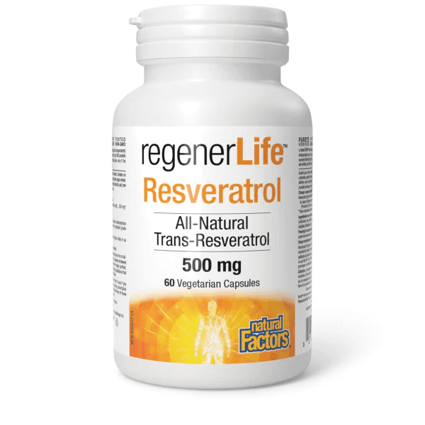 Natural factors Regenerlife Resveratrol, 500 mg · 60 vegetarian capsules