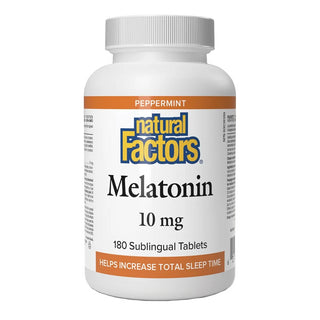 Natural factors - Melatonin 10mg ; peppermint - 180 subl. tabs
