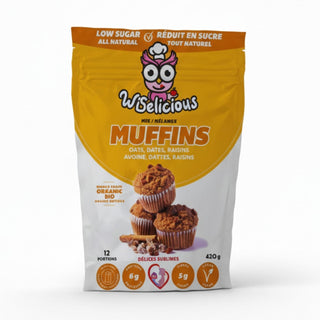 Délices sublimes - Widelicious | oat, date & raisin muffin mix | vegan, low sugar & high fiber