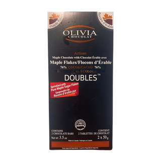 Olivia - organic chocolate 76% with maple flakes 2 x 50g