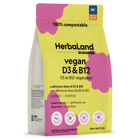 Herbaland - vegan vitamin d3 & b12  - 90 gummies