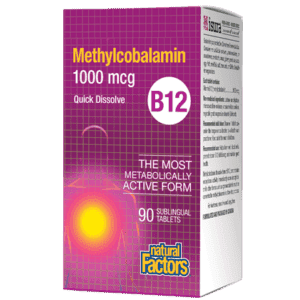 B12 Méthylcobalamine 1000 mcg -Natural Factors -Gagné en Santé