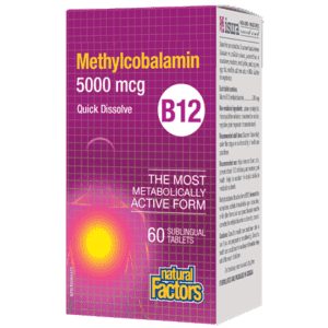 B12 Méthylcobalamine 5 000 mcg -Natural Factors -Gagné en Santé