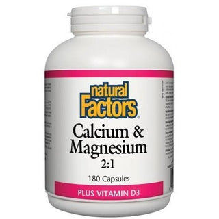 Calcium & Magnésium 2;1 avec vitamine D3 -Natural Factors -Gagné en Santé