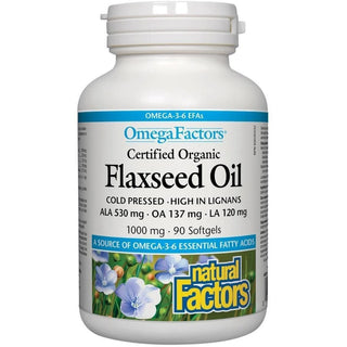 Natural factors - certified organic flaxseed oil 1000 mg | omegafactors®