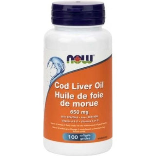 Now - cod liver oil vit a & d 650mg - 100 sgels