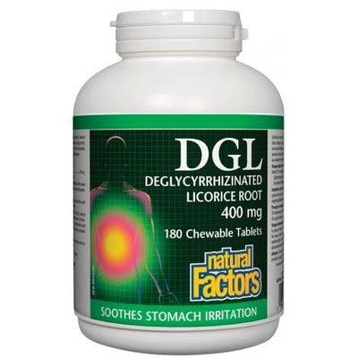 DGL Racine de Réglisse Déglycyrrhizinée 400mg -Natural Factors -Gagné en Santé