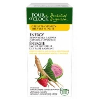 Four o'clock - energy green tea / strawberry & guava - 20 bags