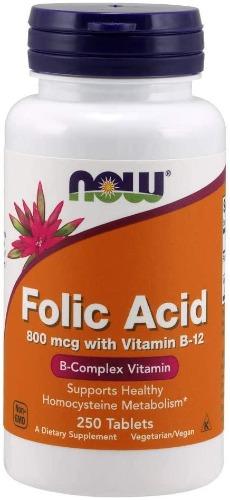 Now - folic acid 800 mcg 250 tablets