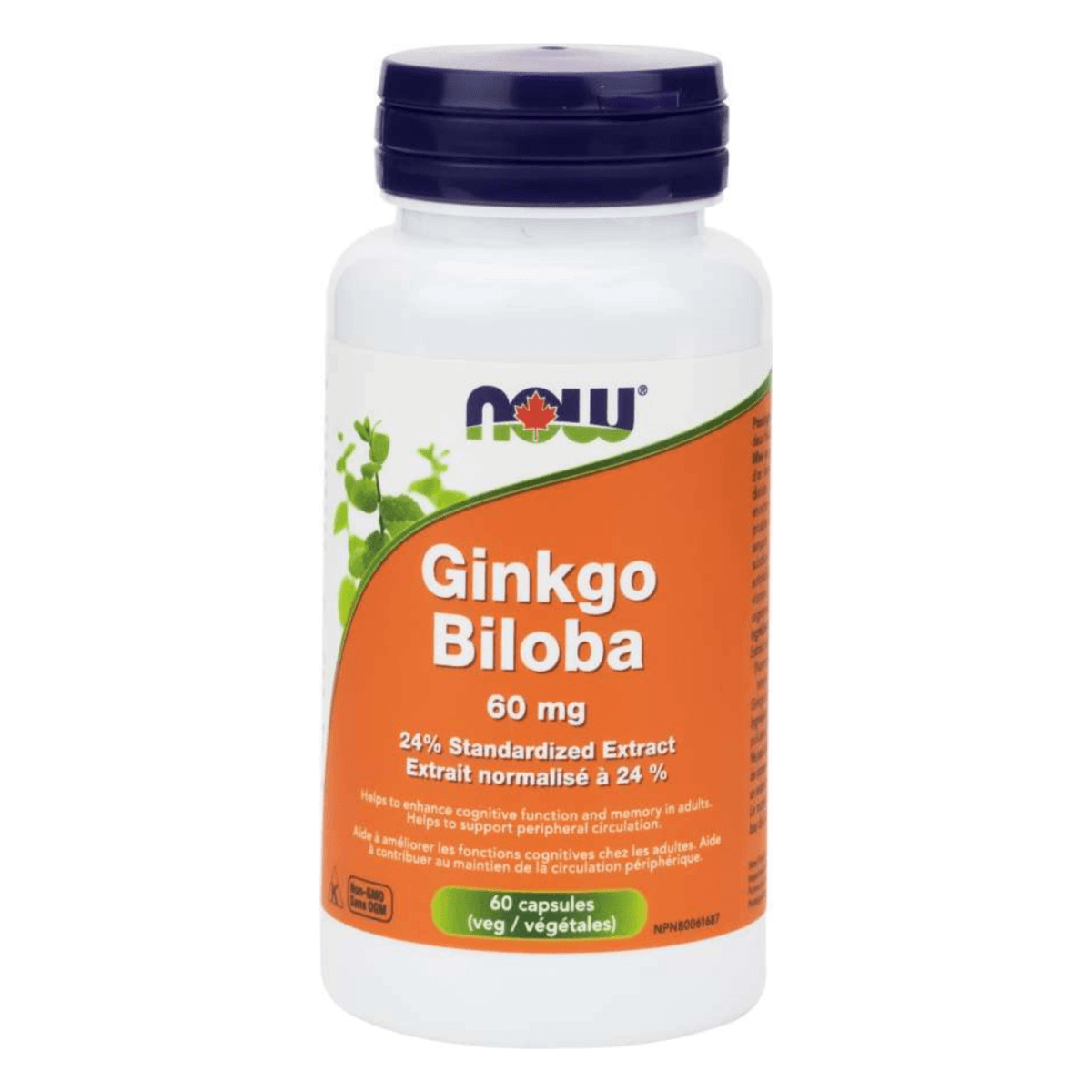 Ginkgo Biloba 60 mg -NOW -Gagné en Santé
