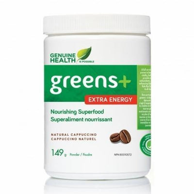 Greens+ Extra Energy Cappuccino -Genuine Health -Gagné en Santé