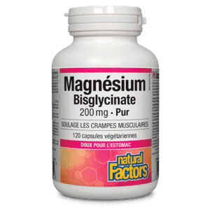 Magnesium Bisglycinate 200mg -Natural Factors -Gagné en Santé