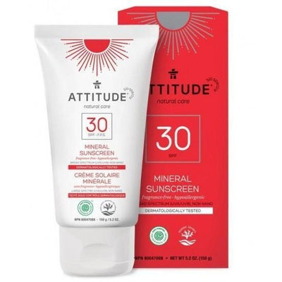 Mineral Sunscreen SPF 30, Fragrance-free - Attitude - Win in Health