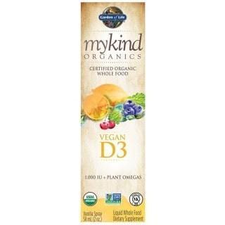 mykind Organics Vegan D3 Organic Spray Vanille 1000 IU -Garden of Life -Gagné en Santé