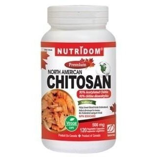 Chitosane d'Amérique du Nord 500 mg | 120 capsules végétales -Nutridom -Gagné en Santé