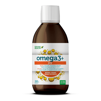 Omega 3+ joy - liquide -Genuine Health -Gagné en Santé