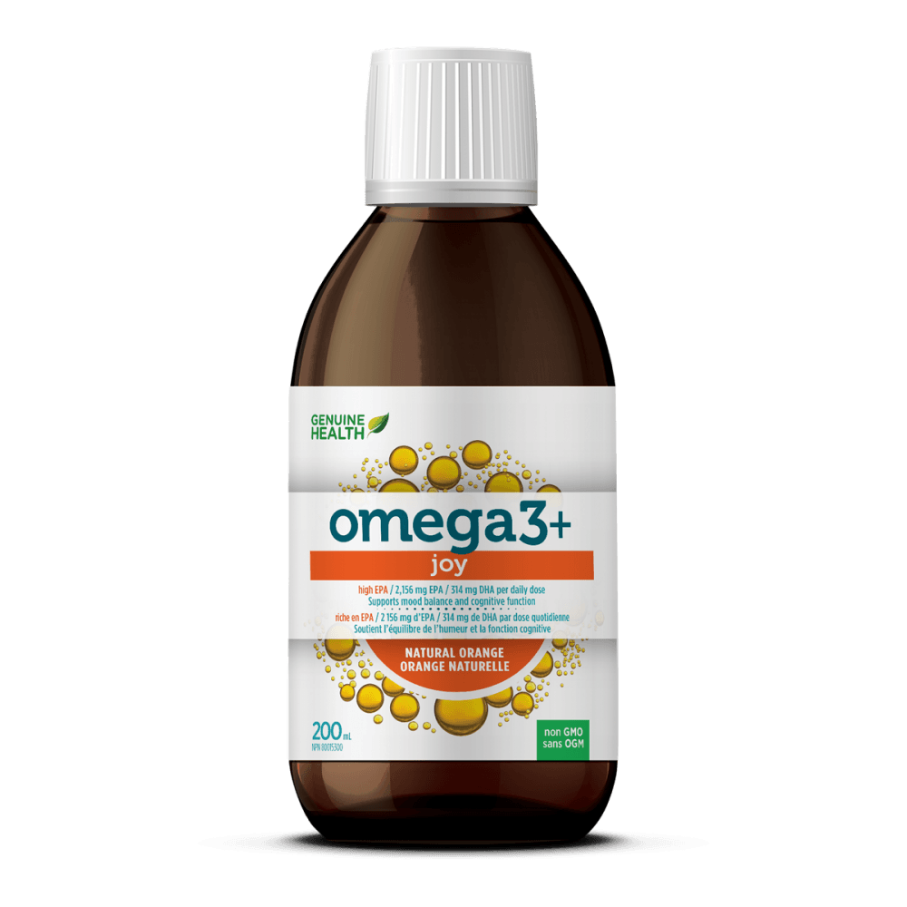 Omega 3+ joy - liquide -Genuine Health -Gagné en Santé