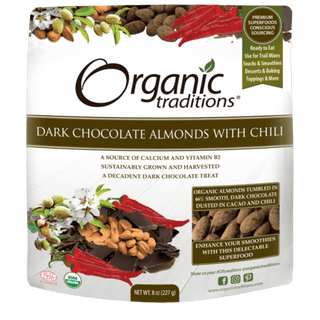 Organic - dark chocolate covered almonds with chili
