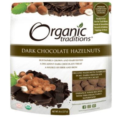 Organic Dark Chocolate Covered Hazelnuts - Organic Traditions - Win in Health