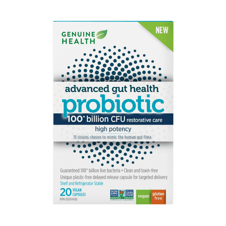 Probiotique 100 milliards d'UFC | Santé Intestinale évoluée - Haute puissance -Genuine Health -Gagné en Santé
