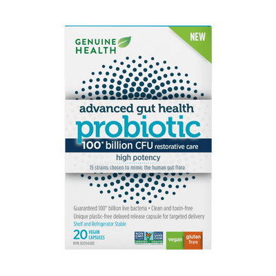 Probiotique 100 milliards d'UFC | Santé Intestinale évoluée - Haute puissance -Genuine Health -Gagné en Santé