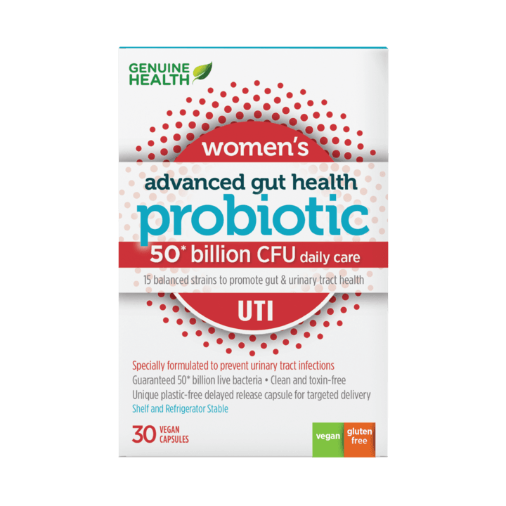 Probiotique pour femmes IU 50 milliards d'UFC | Santé Intestinale évoluée - Prévention des infections urinaires -Genuine Health -Gagné en Santé