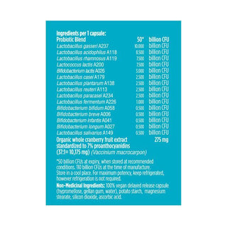 Probiotique pour femmes IU 50 milliards d'UFC | Santé Intestinale évoluée - Prévention des infections urinaires -Genuine Health -Gagné en Santé