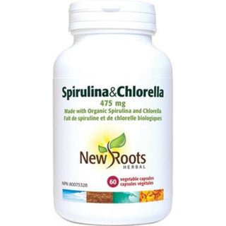 New roots - spirulina & chlorella organic 475 mg - 60 vcaps