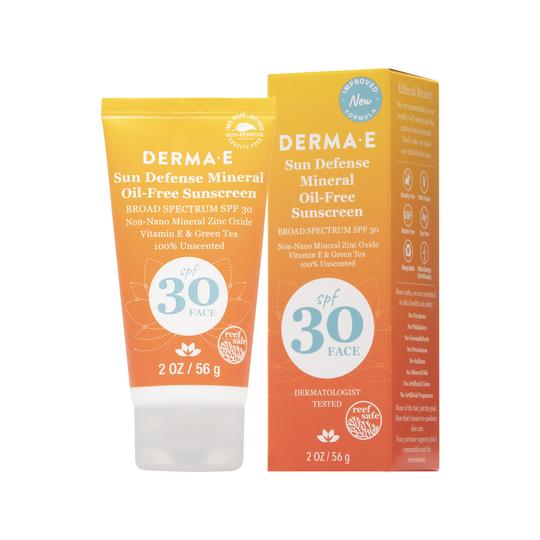 Sun Defense Mineral Oil-Free Sunscreen Face SPF 30 - Derma e - Win in Health