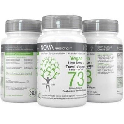 Probiotiques Vegan Ultra Force + Voyage - Sans Réfrigération -Nova Probiotics -Gagné en Santé
