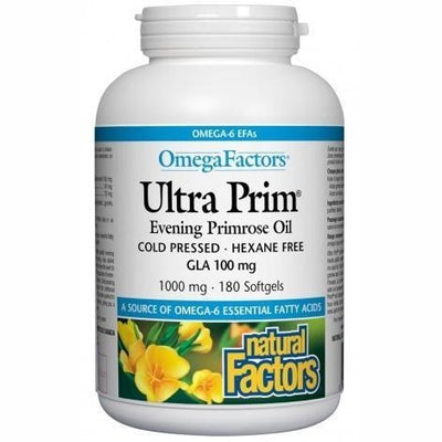 Ultra Prim Huile d'onagre 1000 mg | OmegaFactors® -Natural Factors -Gagné en Santé