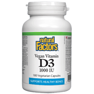 Vitamine végétalienne D3 1 000 IU -Natural Factors -Gagné en Santé