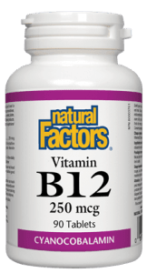 Vitamine B12 250 mcg -Natural Factors -Gagné en Santé