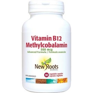 Vitamine B12 Méthylcobalamine 500 mcg -New Roots Herbal -Gagné en Santé