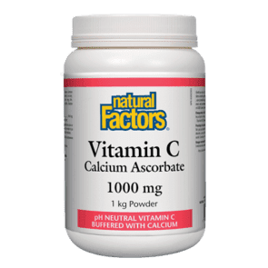 Vitamine C 1 000 mg Poudre d'ascorbate de calcium -Natural Factors -Gagné en Santé